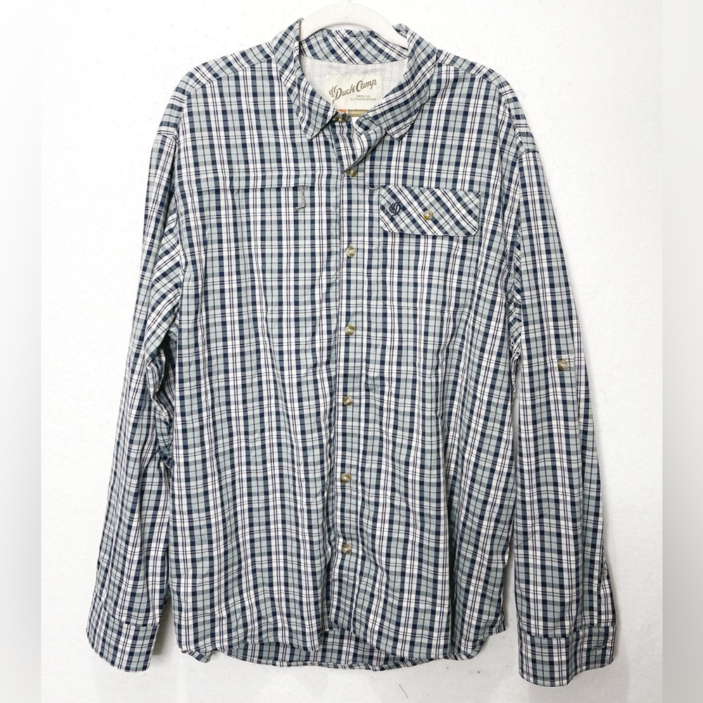 Duck Camp Lightweight Performance Hunting Shirt Plaid Vented Roll Tab Sleeve XXL